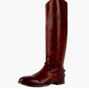 Frye Lindsay Plate Mahogany Leather Riding Boots